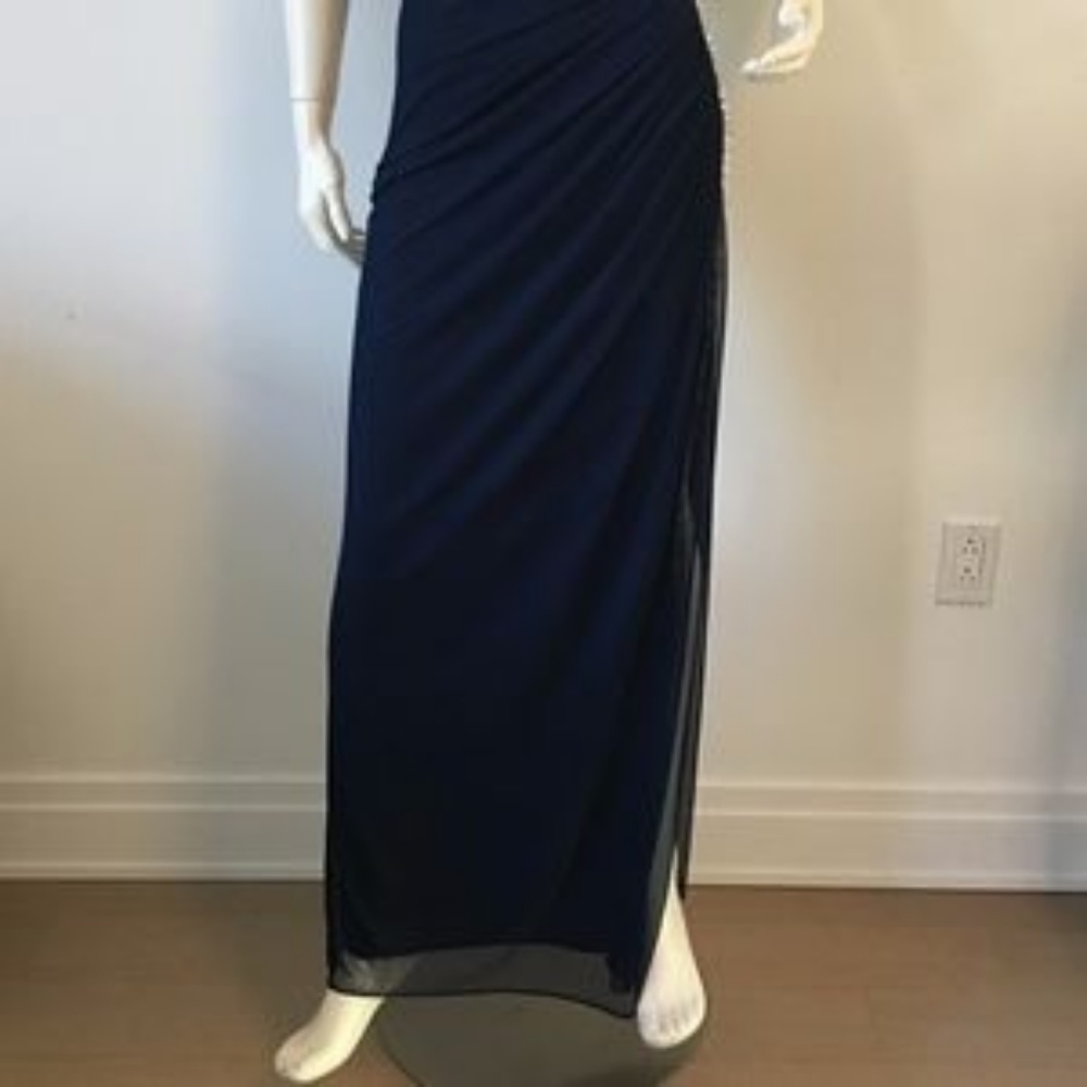 PROM! Xscape Dark Blue Strapless Long Dress - Picture 5 of 6